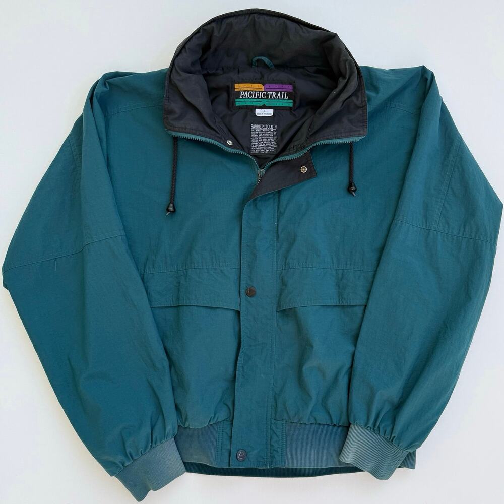Vintage Pacific Trail Barrier II Cloth Teal‎ Hooded Jacket Large